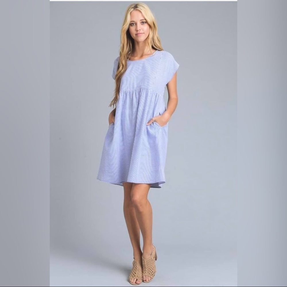 Baby Blue Seersucker Dress